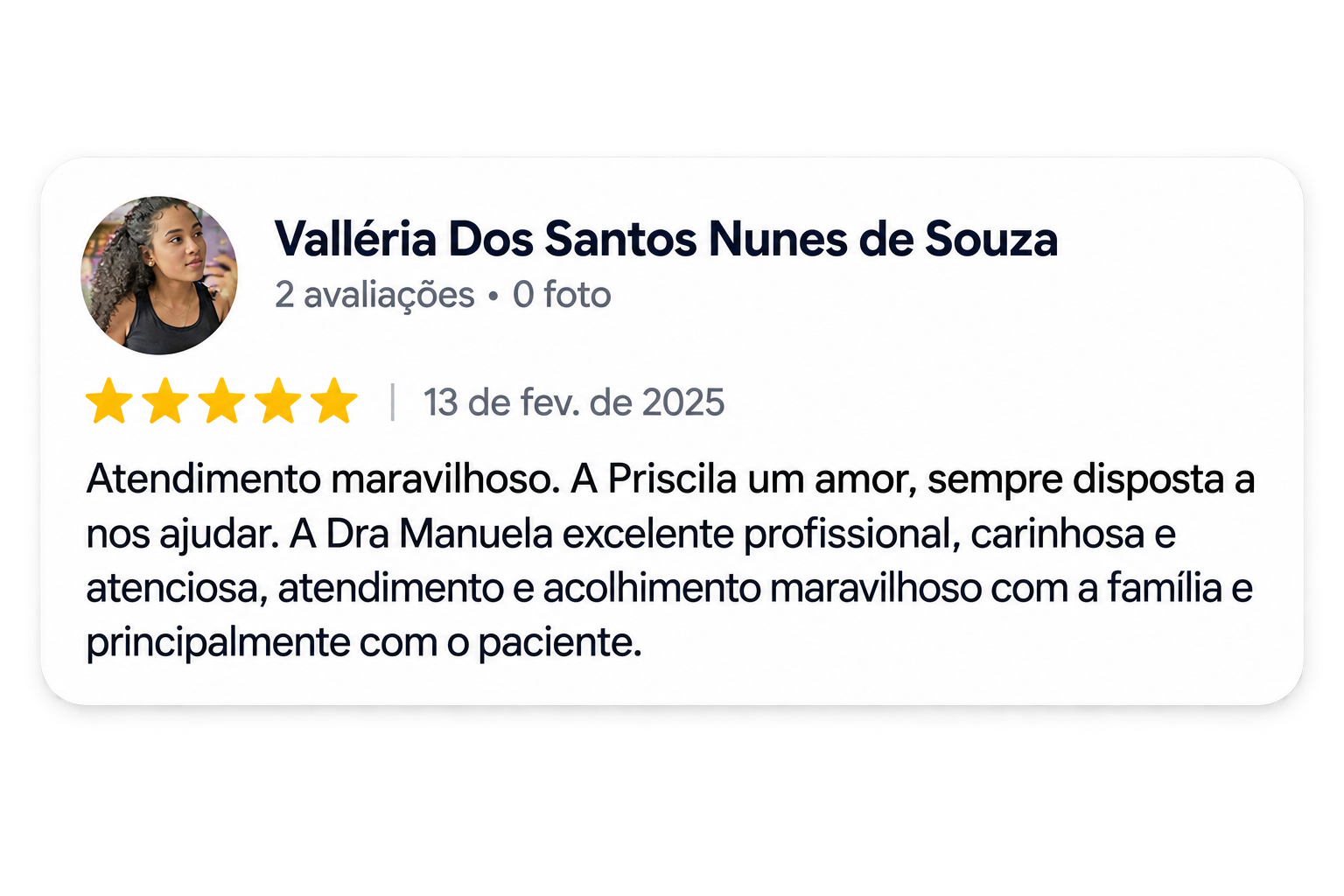 Avaliação de Sabrina Castro sobre o atendimento das cardiopediatras